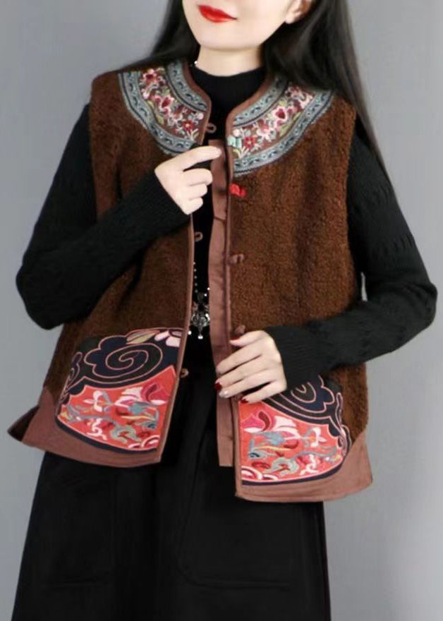 Black Button Patchwork Teddy Faux Fur Waistcoat Sleeveless