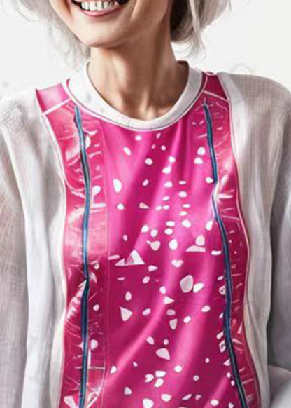 Rose Patchwork Print Fake Two Pieces Tops Long Sleeve