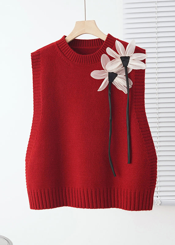 Modern Grey Decorated Warm Knit Vests Fall