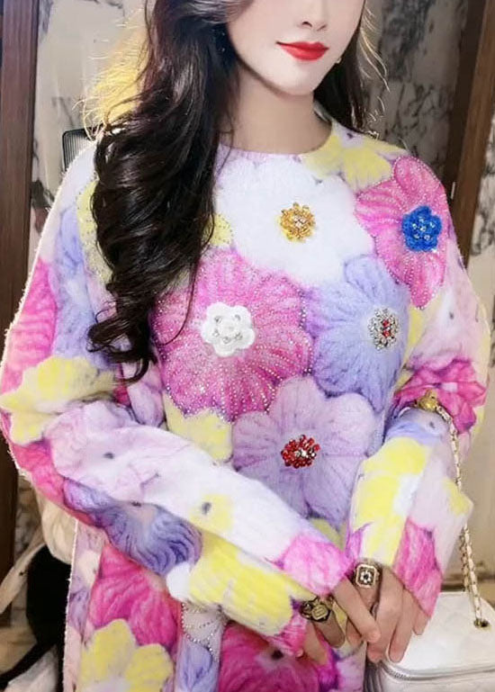 Zircon Thick Cotton Knit Sweaters Long Sleeve