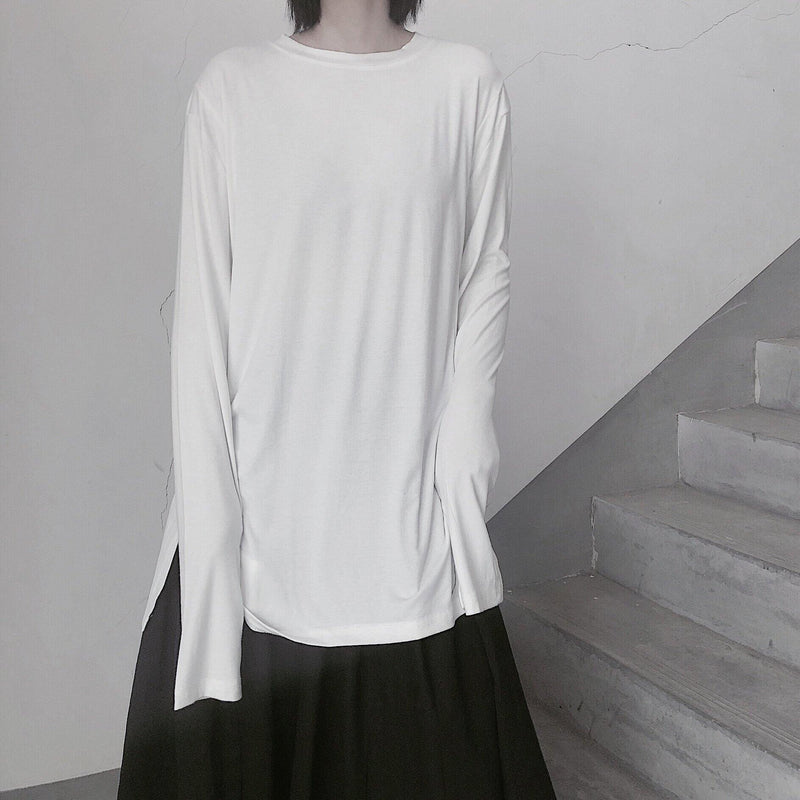 Handmade White Clothes for O Neck Side Open Baggy Shirt