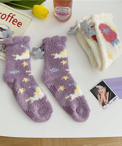 Jacquard Thick Velour Mid Calf Socks