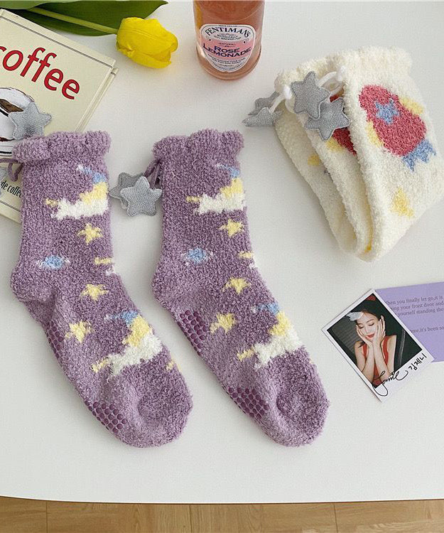 Jacquard Thick Velour Mid Calf Socks
