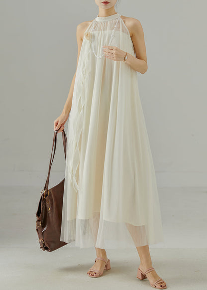 White Cold Shoulder Silk Dresses Summer