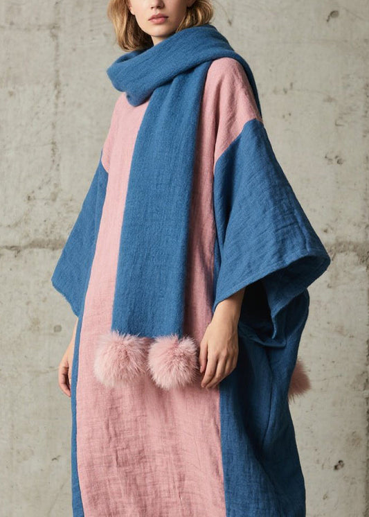 Colorblock Patchwork Cotton Long Dress Fall