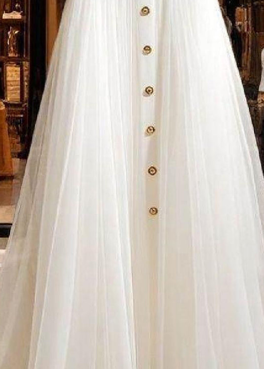 White High Waist Wrinkled Patchwork Tulle Skirt Fall