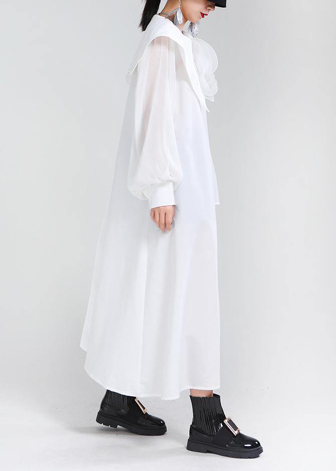 Classy White Patchwork Ruffles Chiffon Top