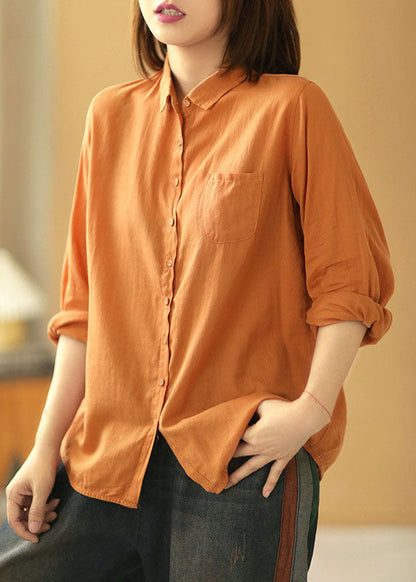 Yellow Pockets Button Fall Long Sleeve Shirt Tops