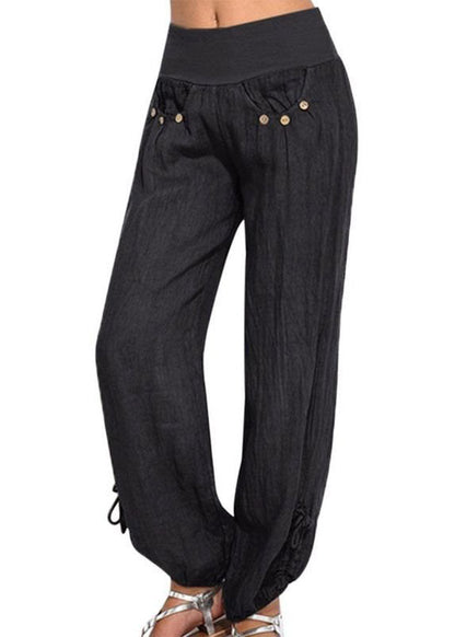 High Waist Color Button Yoga Harem Pants
