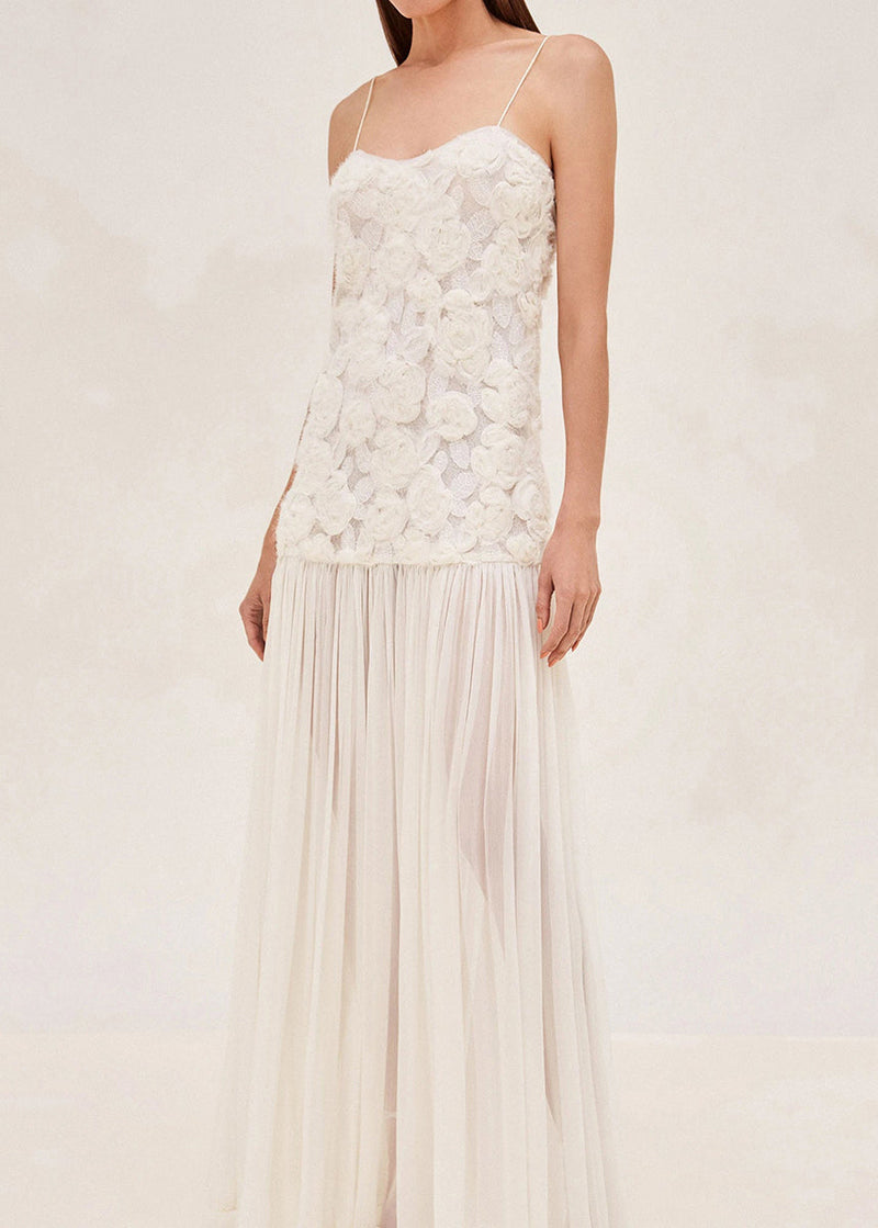 White Zippered Wrinkled Chiffon Spaghetti Strap Dress Sleeveless