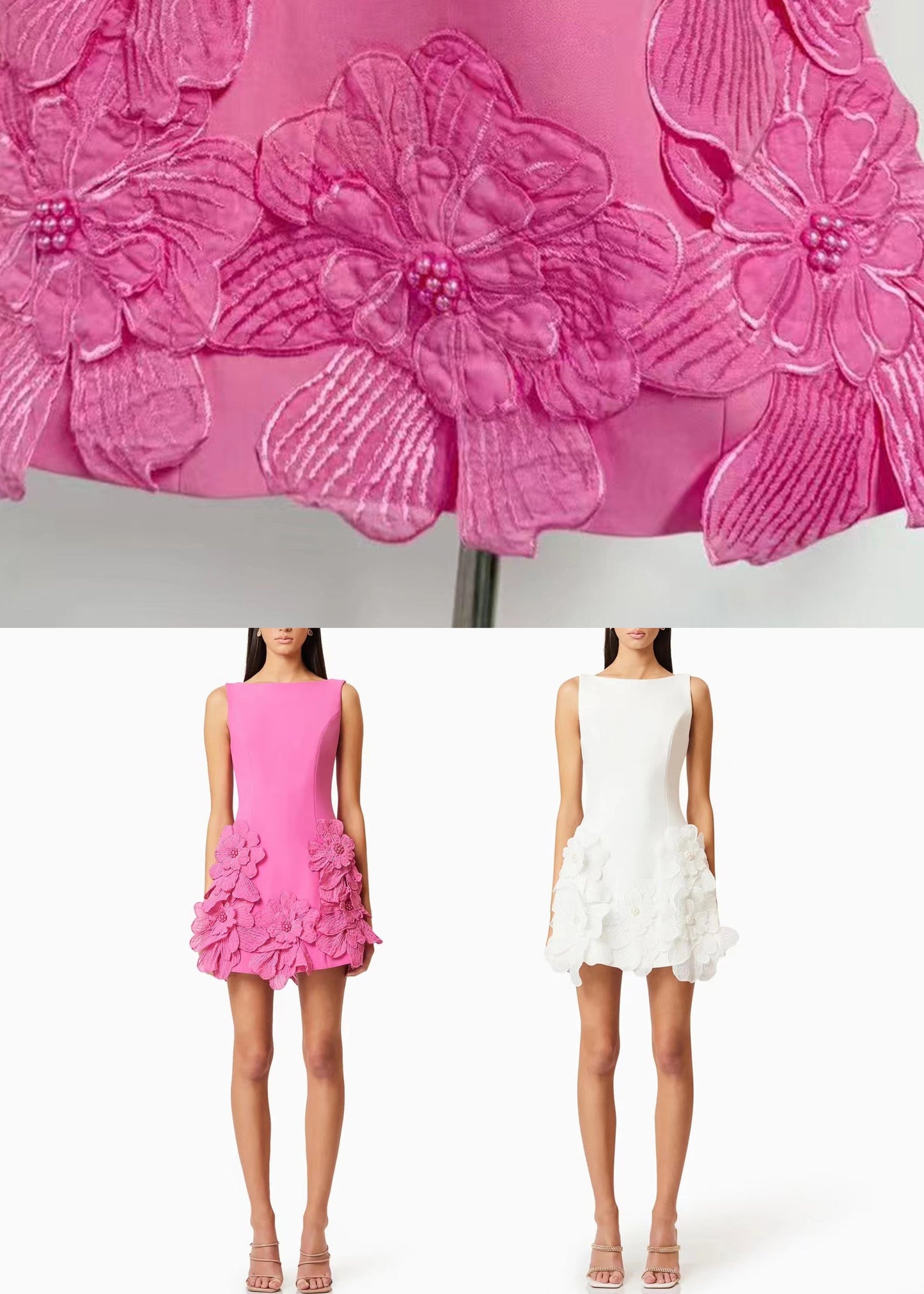 French Pink Cotton Mini Dresses Summer