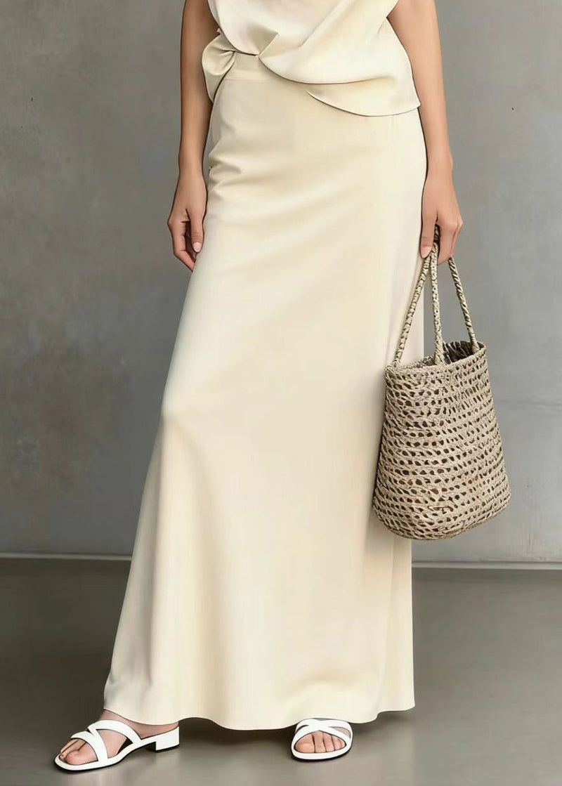 White Asymmetrical Shoulder Knotted Cotton Two Pieces Set Sleeveless