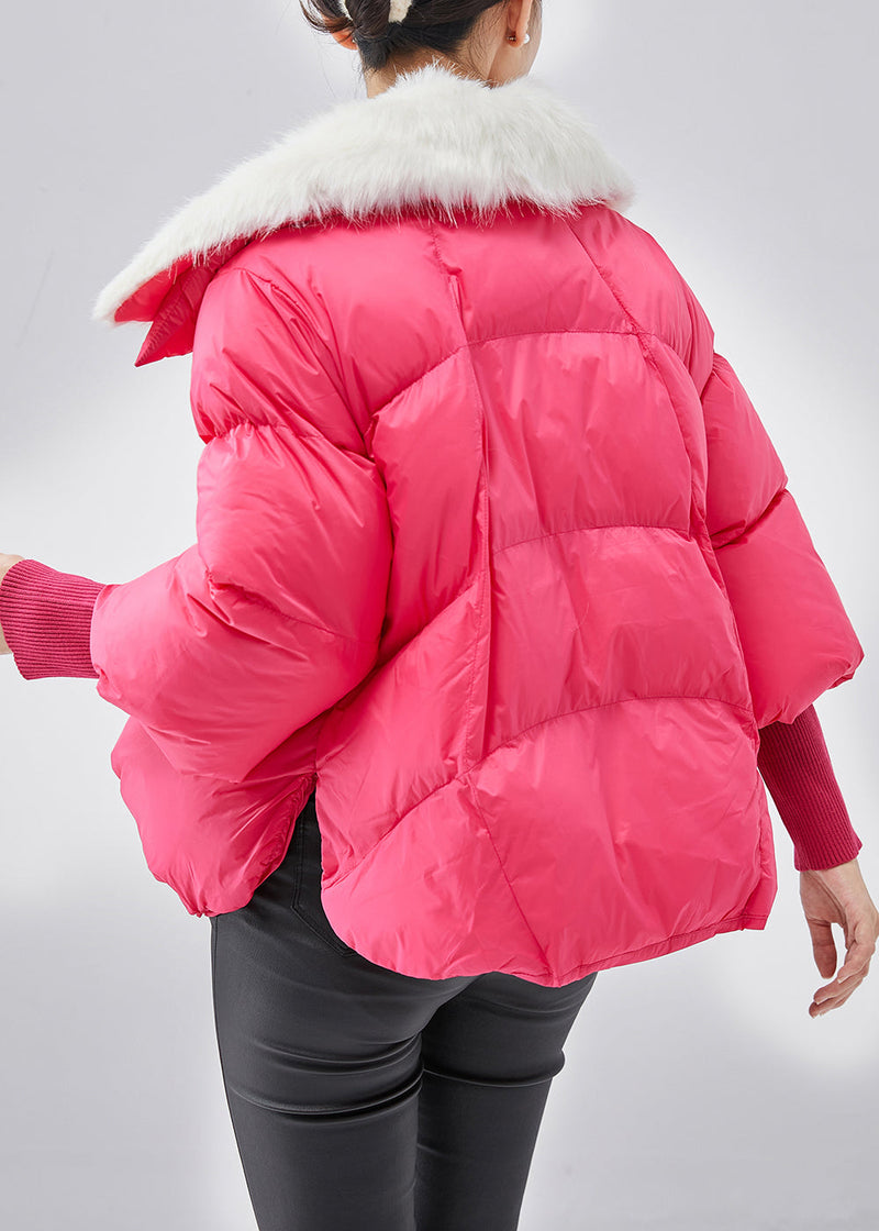 Boutique Pink Fur Collar Fine Cotton Filled Winter Short Coats