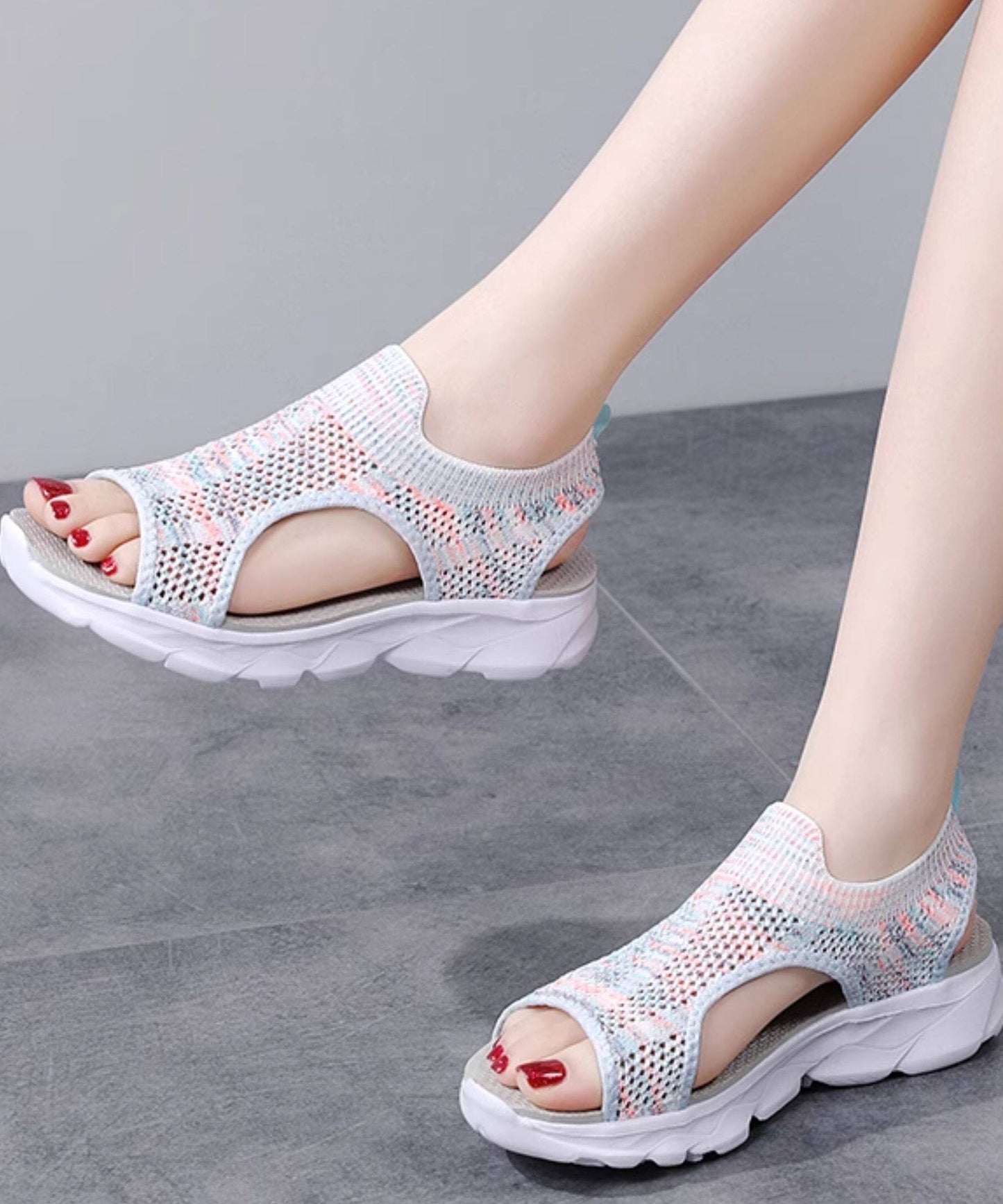 Multicolour Sandals Knit Fabric Hollow Out Sandals