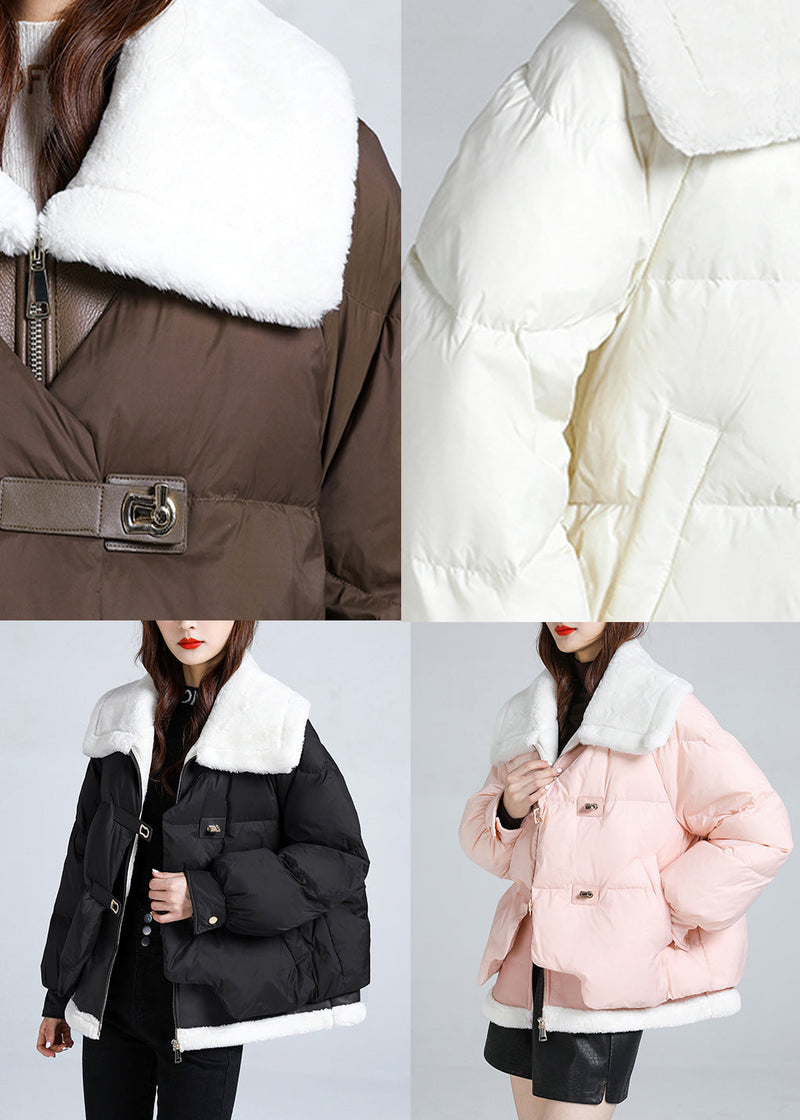 Black Pockets Patchwork Fine Cotton Filled Puffers Jackets Winter