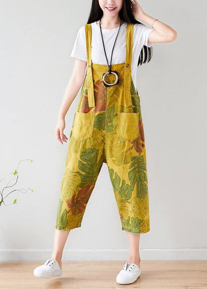 Yellow Pockets Print Jumpsuit Summer