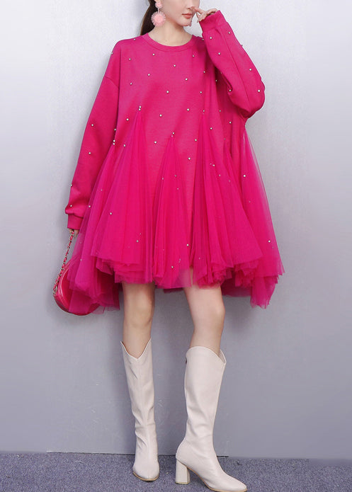 Rose Oversized Patchwork Tulle Holiday Dress Spring