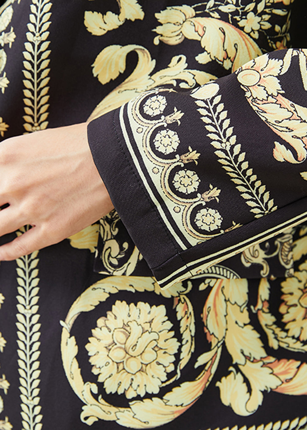 Black Original Design Print Spandex Coat Spring