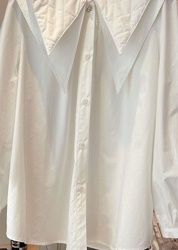Loose White Peter Pan Collar Button Shirt Fall