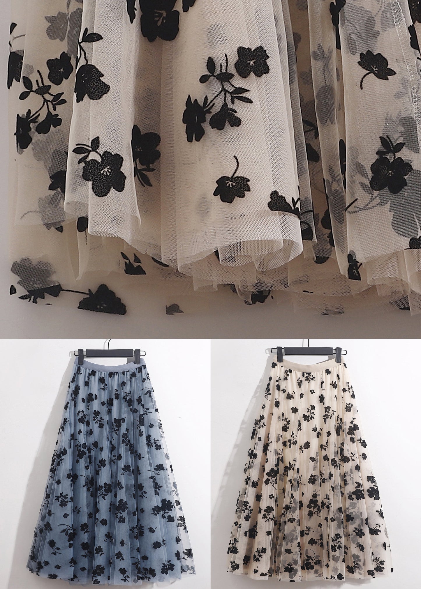 Apricot Wrinkled Loose Tulle Skirts High Waist Spring