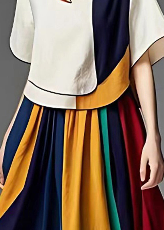 Oversized Patchwork Applique Cotton Two Pieces Set Summer