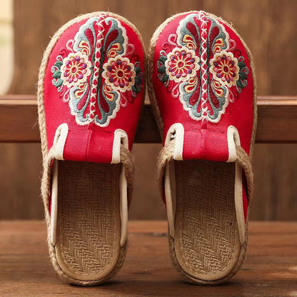 Linen Shoes Flip Flop Flats
