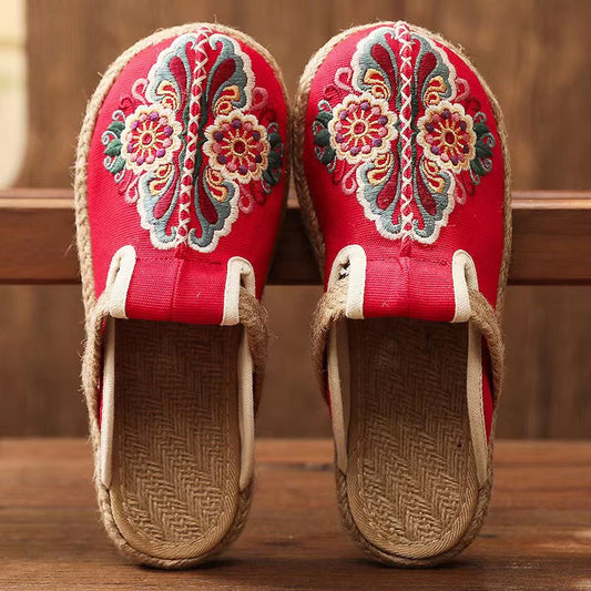 Linen Shoes Flip Flop Flats