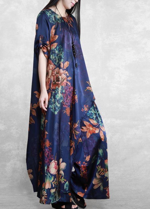 Original Literature and Art Blue Printing Large Mulberry Silk Suit Irregular Medium Long Silk Two Piece Set