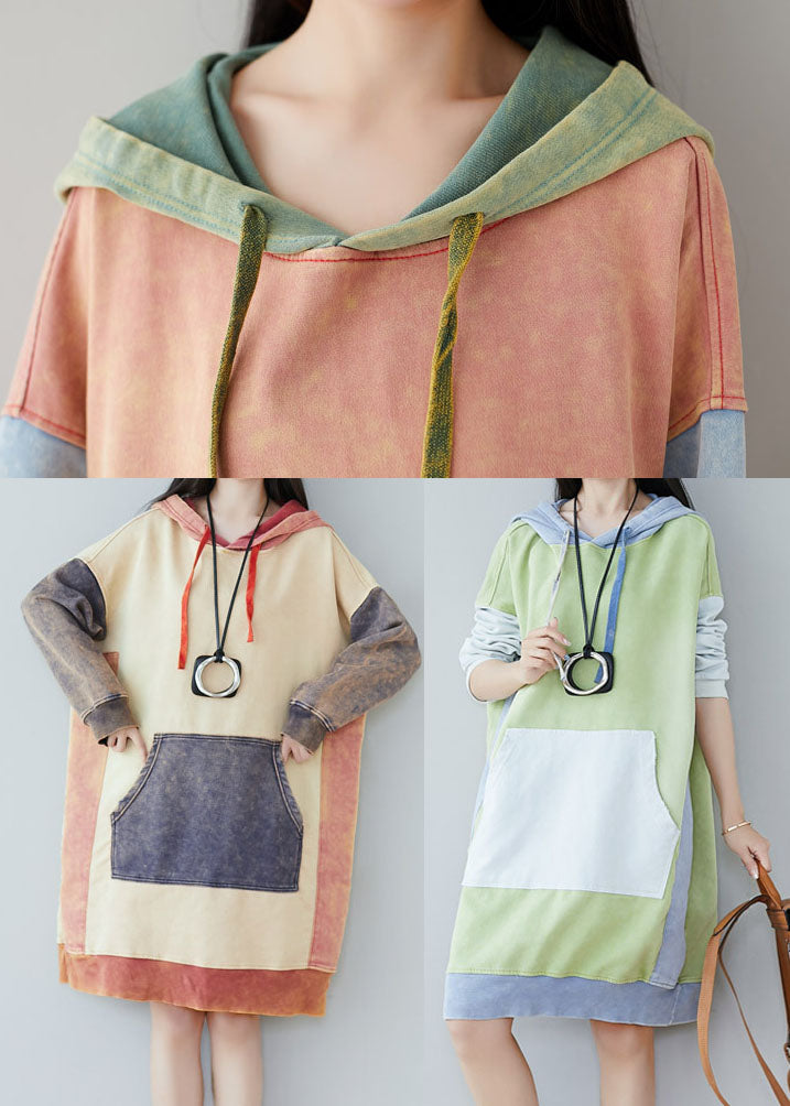 Style Green Pockets Pullover Sweatshirt Dresses Spring