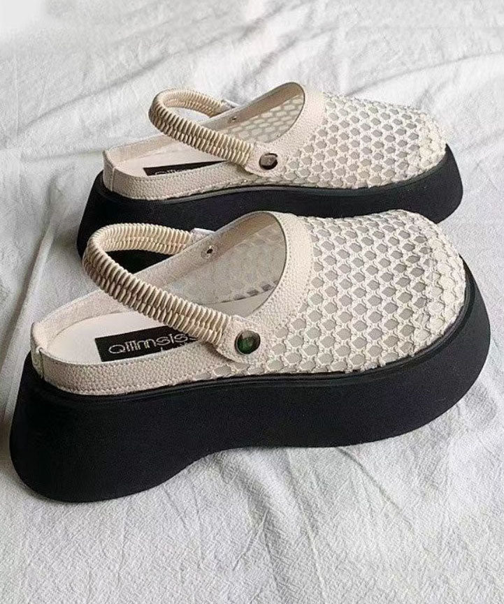 Apricot Sandals Platform Breathable Mesh Splicing