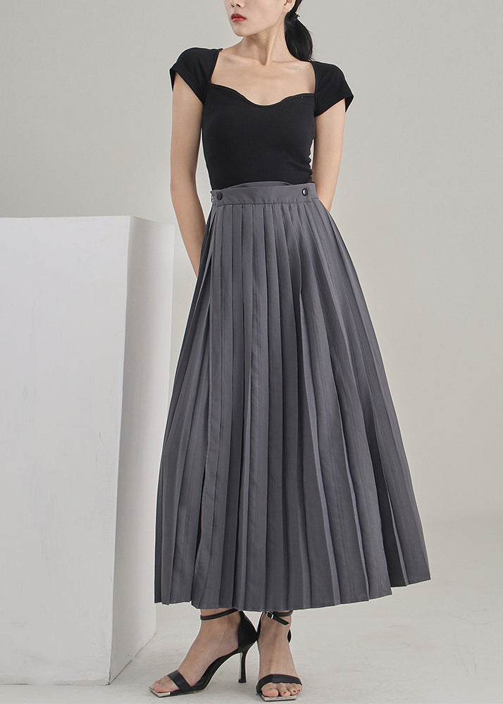 Stylish Grey Patchwork Wrinkled Skirt Spring