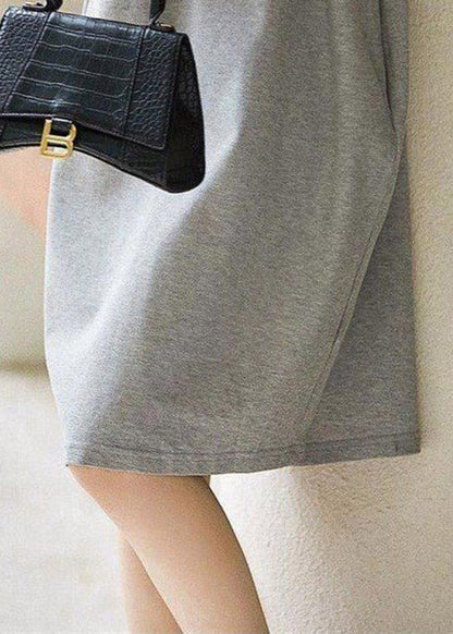 Black Peter Pan Collar Button Cotton Maxi Dresses Short Sleeve