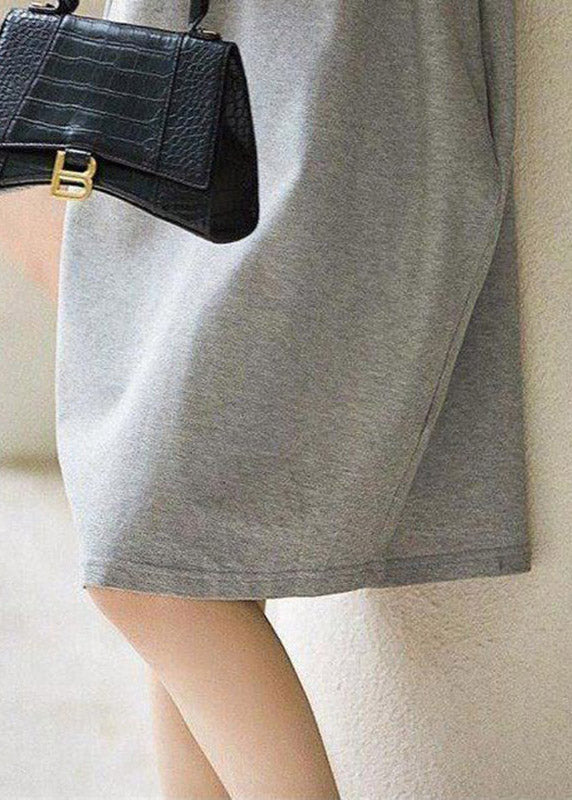 Black Peter Pan Collar Button Cotton Maxi Dresses Short Sleeve