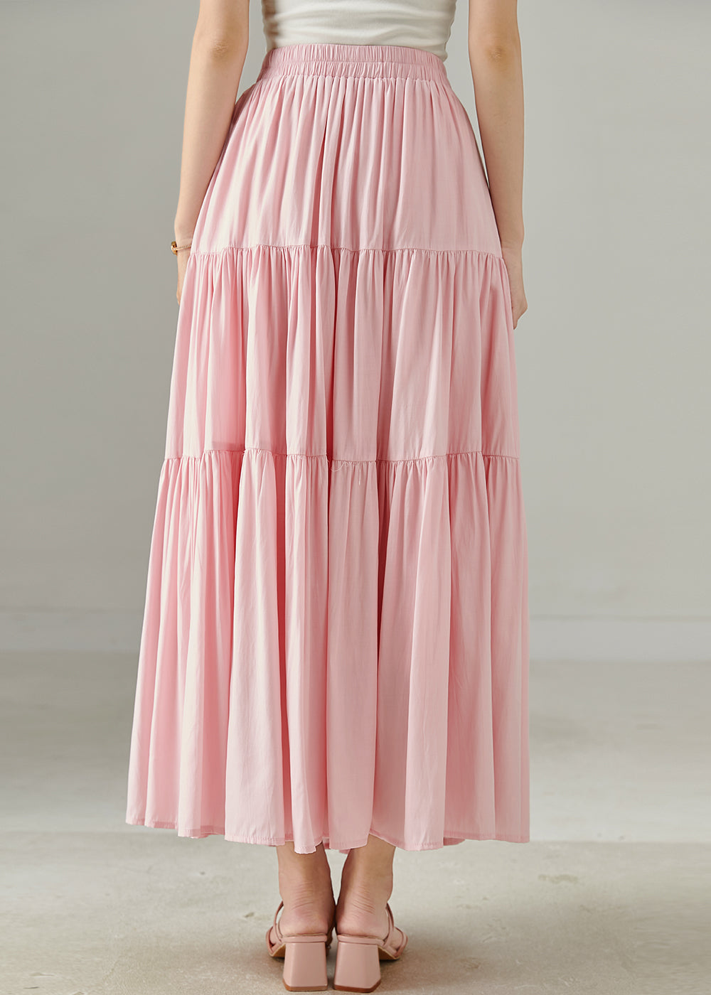 Pink Patchwork Cotton a Line Skirts Exra Large Hem Fall
