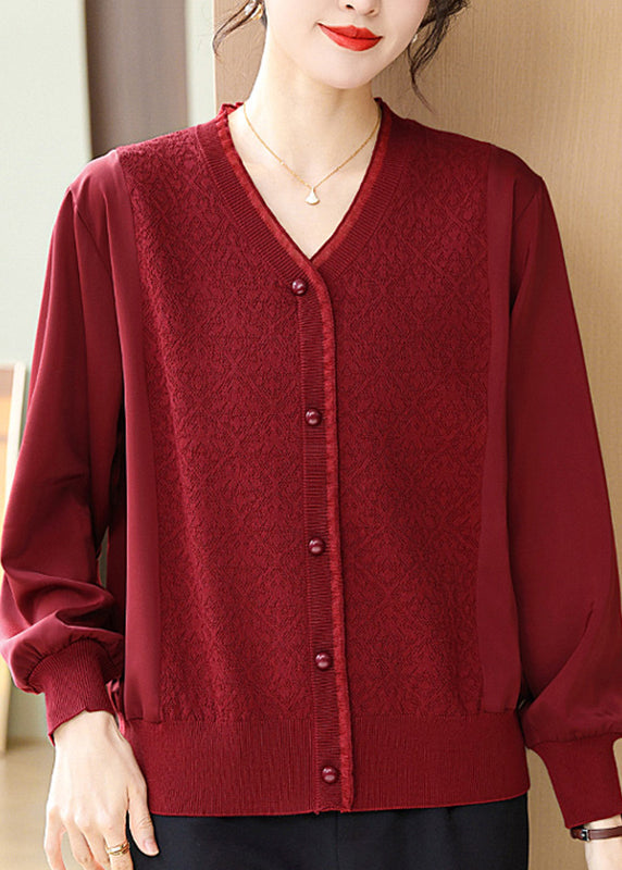 Mulberry Print Patchwork Ice Silk Shirts Bracelet Sleeve