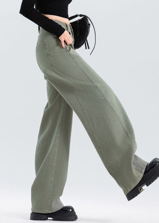 Grey Oversized Patchwork Denim Pants Spring