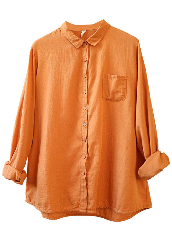 Yellow Pockets Button Fall Long Sleeve Shirt Tops