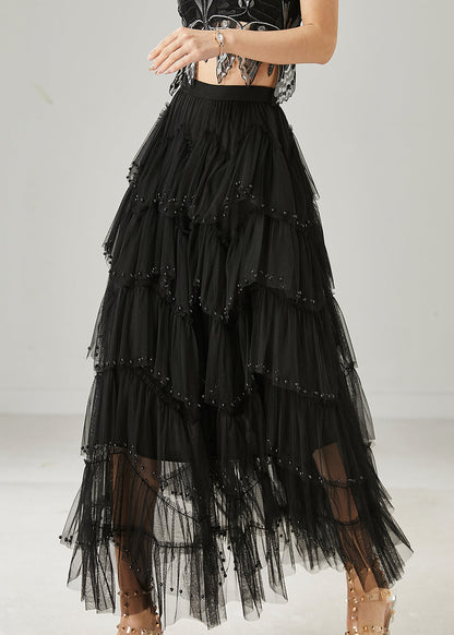 Black Layered Tulle a Line Skirt Exra Large Hem Summer