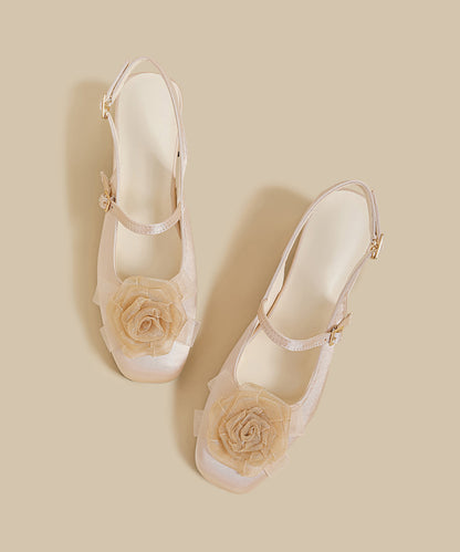 Splicing Chunky Sandals Apricot Suede