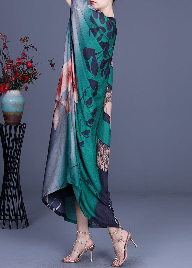 Green Button Print Fall Half Sleeve Dress