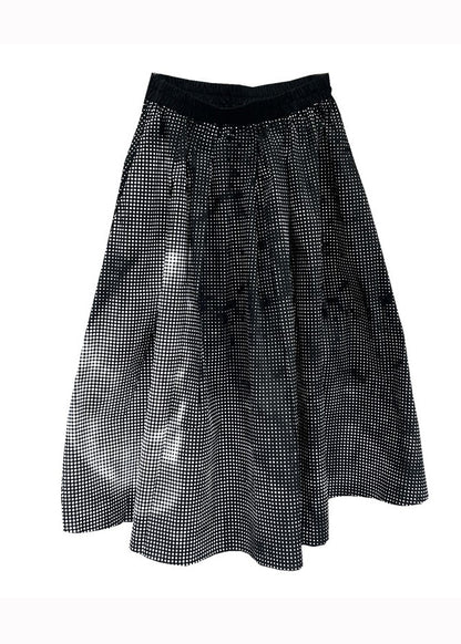 Colorblock Wrinkled Pockets Patchwork Cotton a Line Skirts Fall