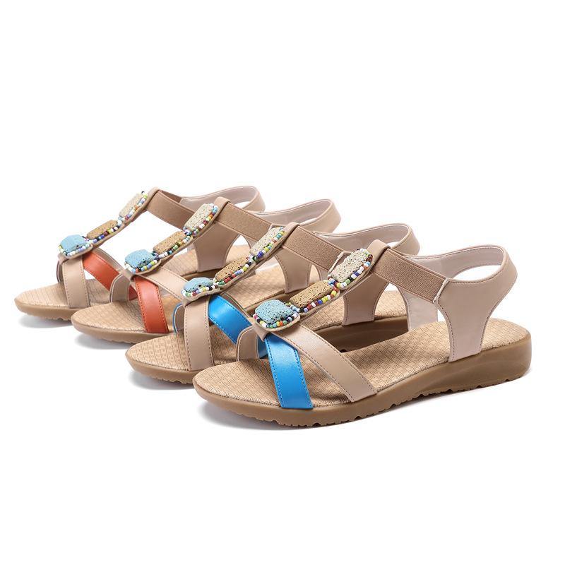 Orange Flat Sandals Cowhide Leather Handmade Best Sandals for Walking
