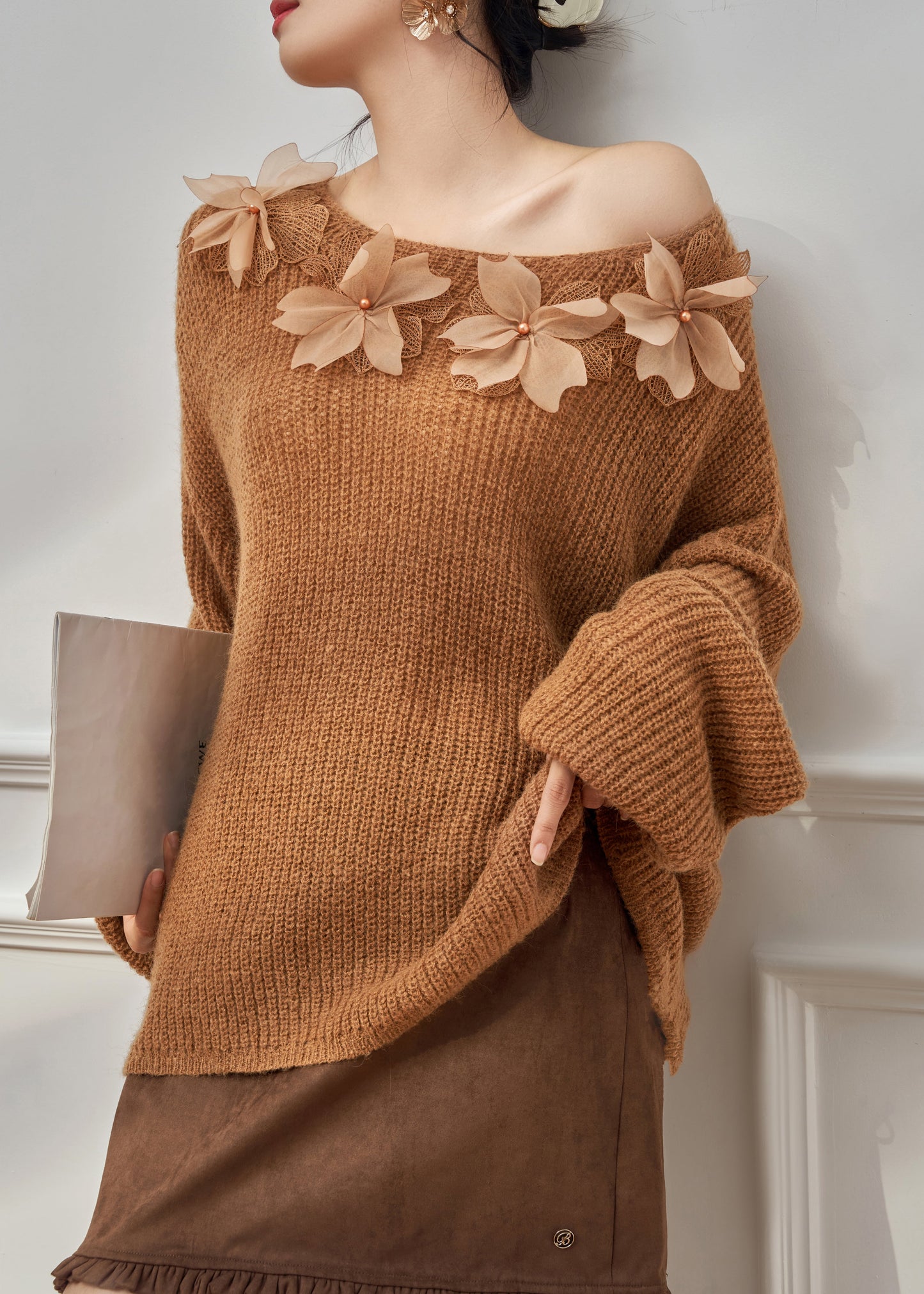 Loose Caramel Cozy Knit Sweater Top Fall