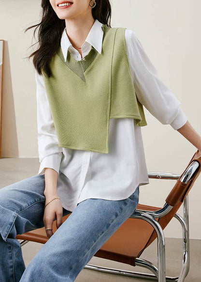 Green Vest and Shirts Cotton Two Pieces Set Spring