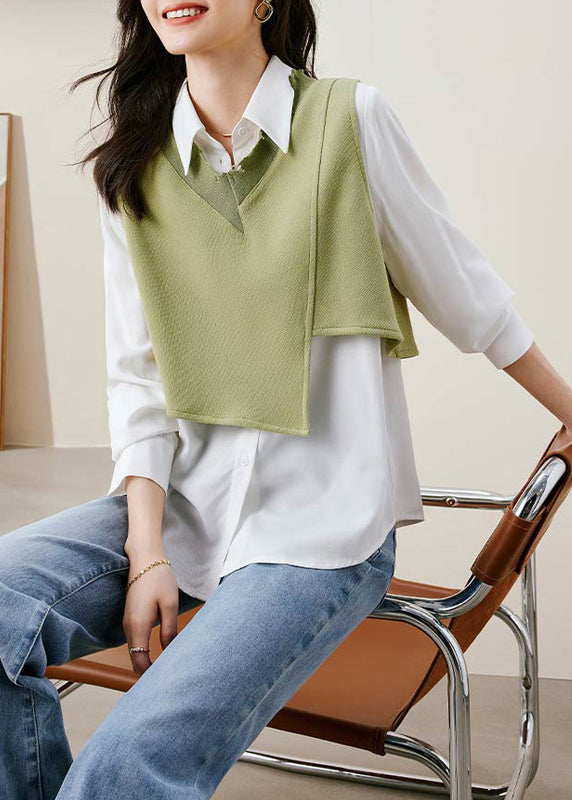 Green Vest and Shirts Cotton Two Pieces Set Spring