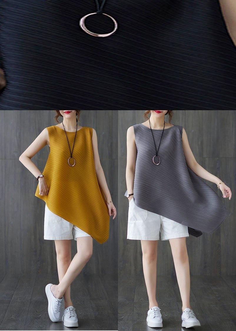 Grey Sleeveless Chiffon Summer Shirt