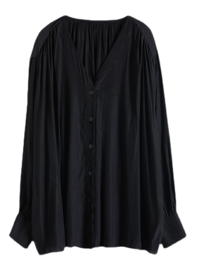 Style Black V Neck Oversized Cotton Upf 50+ Shirts Summer