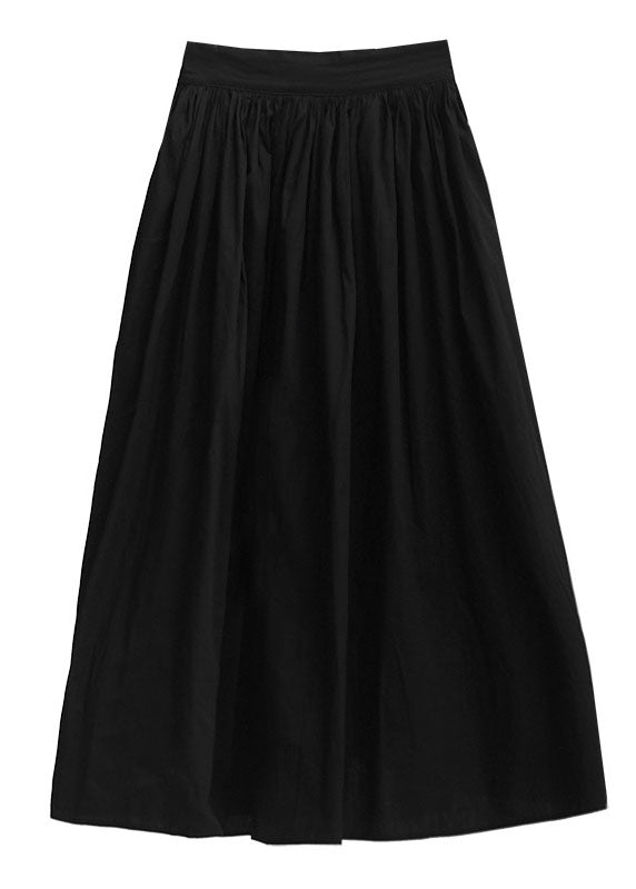 Black Elastic Waist Cinched Skirts Spring