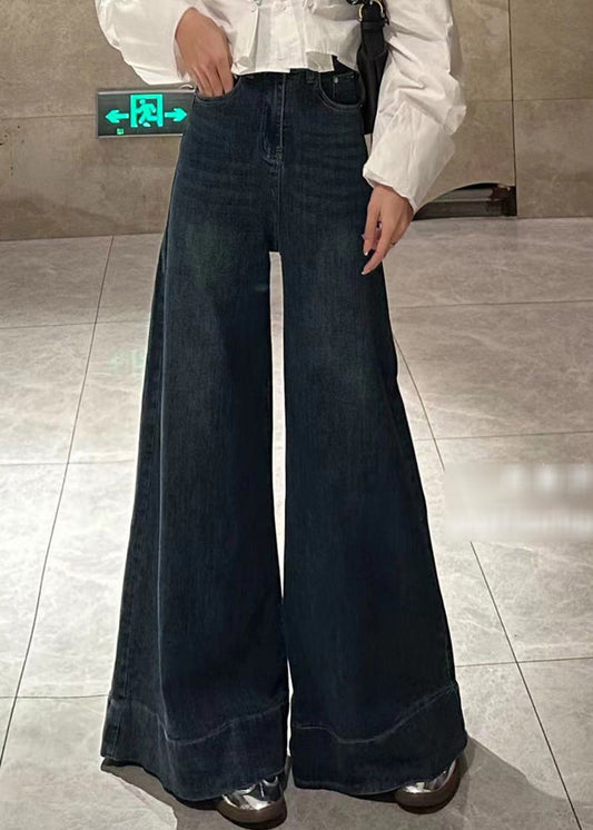 Navy Oversized Denim Wide Leg Pants Fall
