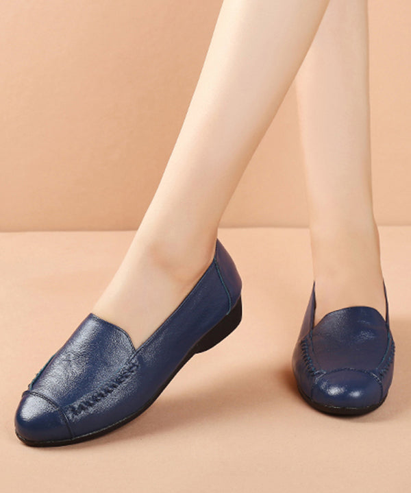 Red Soft Penny Loafers Faux Leather Splicing